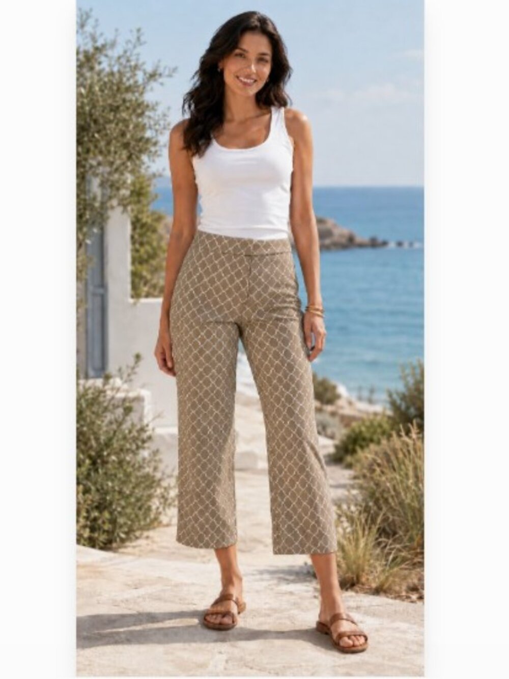 Ann Taylor Factory The Crop Pants in Whiskey Cream Geometric Print